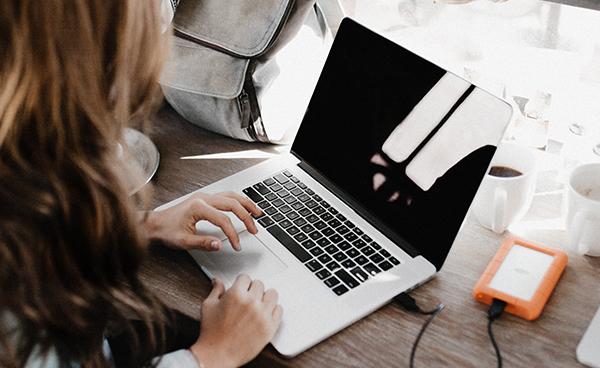 Student working on laptop